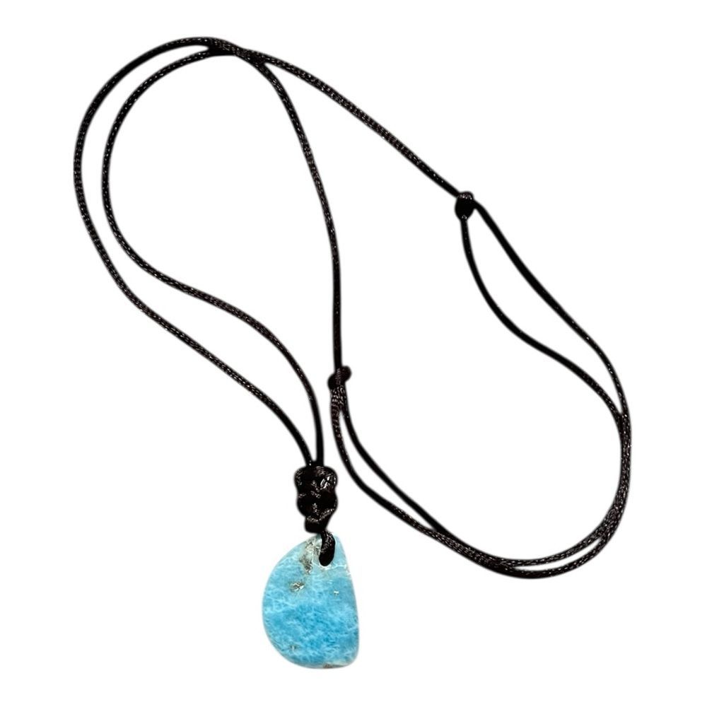 Larimar Pendant Necklace On Adjustable Black Cord